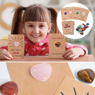 Sakerplus® 24 Pack Valentines Cards with Heart-Shape Crystals