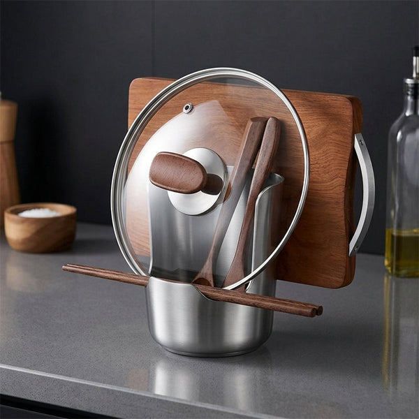 Sakerplus® 304 Stainless Steel Pot Lid & Ladle Holder Rack
