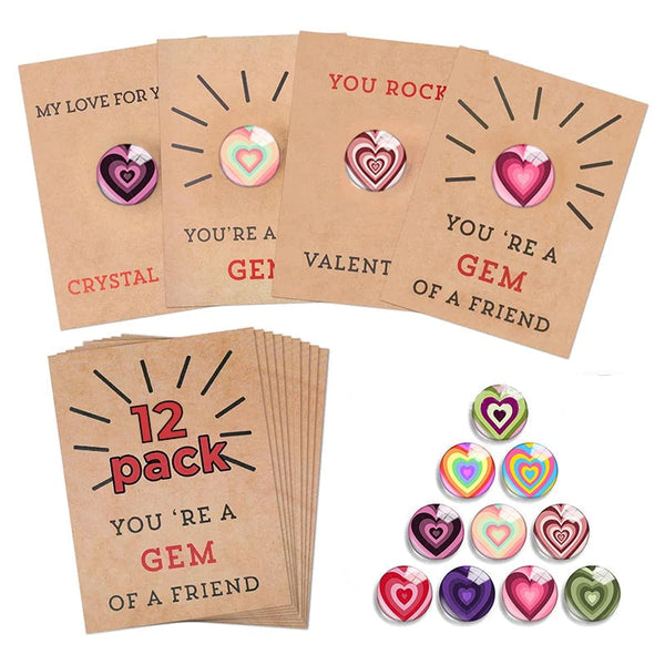 Sakerplus® 24 Pack Valentines Cards with Heart-Shape Crystals