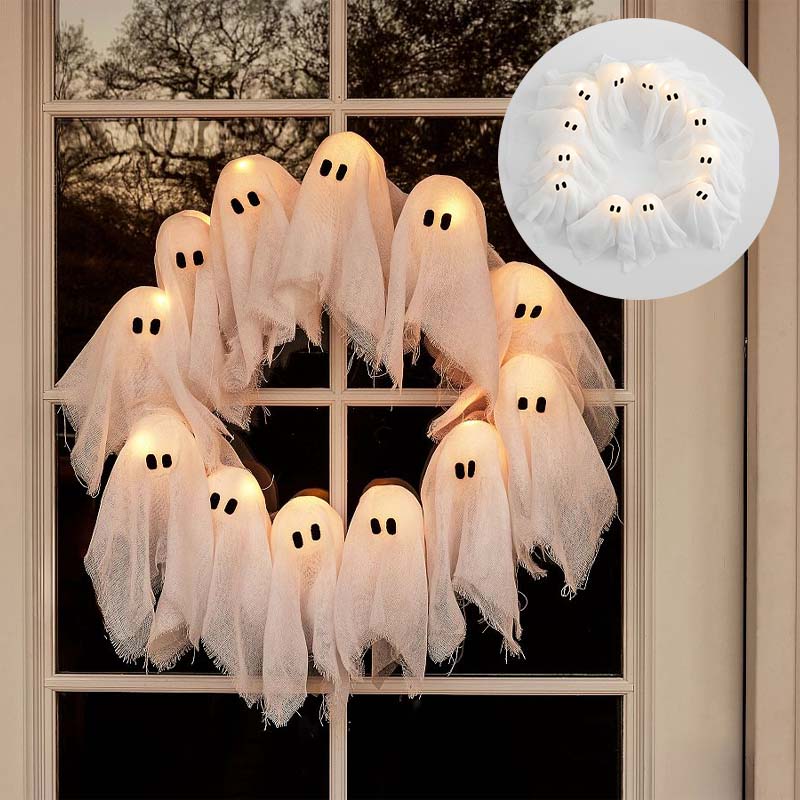 Sakerplus Light-Up Halloween Ghost Wreath