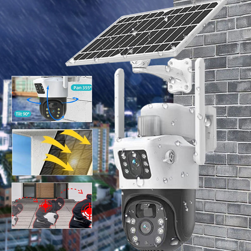 Sakerplus Dual Lens Solar Security Camera Outdoor