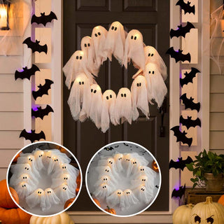 Sakerplus Light-Up Halloween Ghost Wreath
