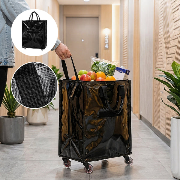 Sakerplus® Foldable Rolling Tote Bag With Wheels