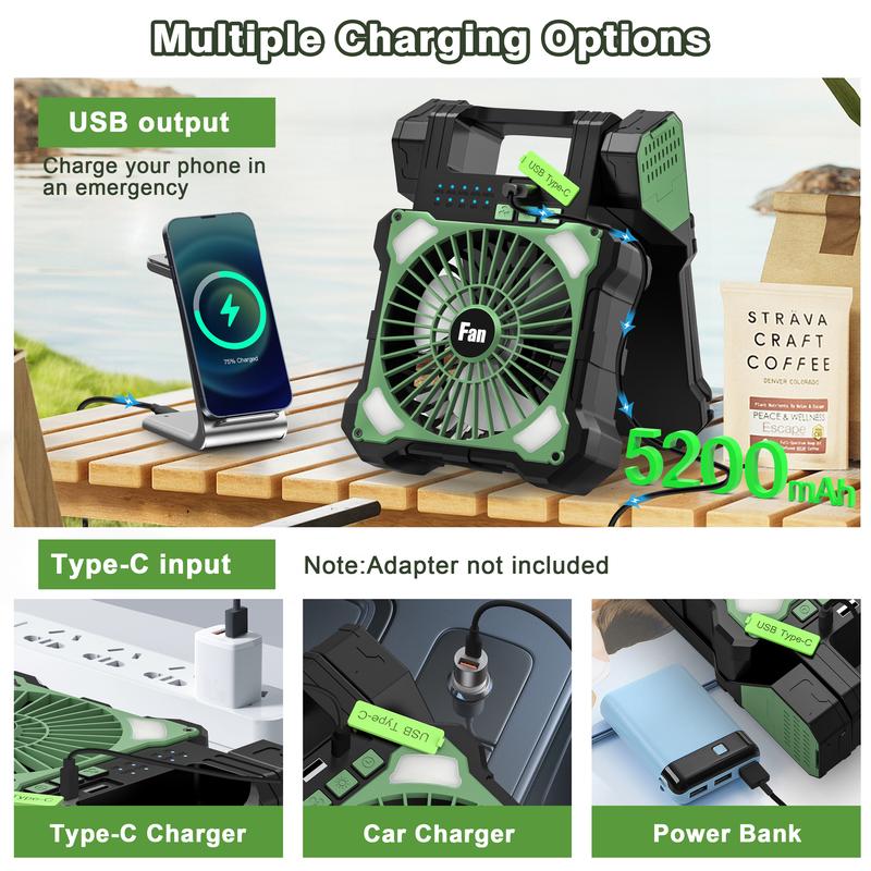 Sakerplus Solar Powered Portable Camping Fan