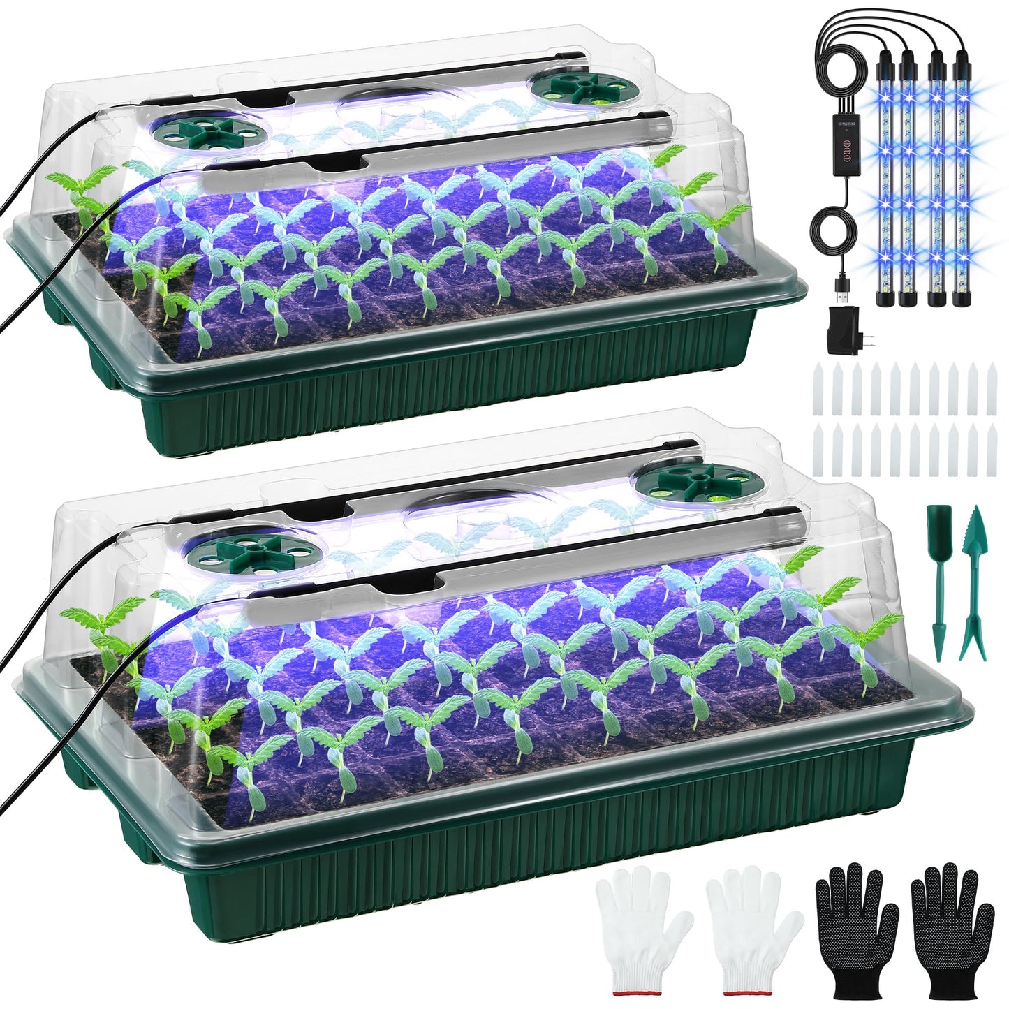 Sakerplus 2 Pack Seed Starter Tray with Grow Light