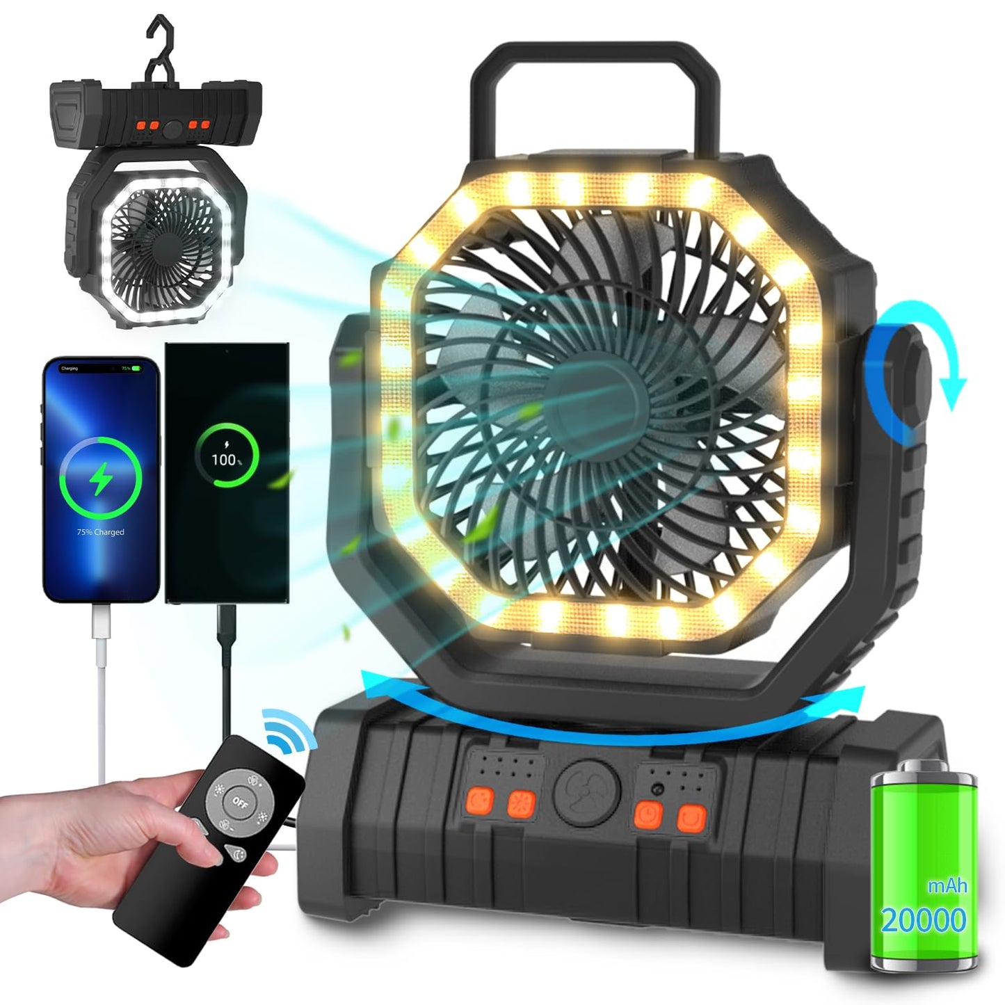 Sakerplus Camping Battery Powered Fan