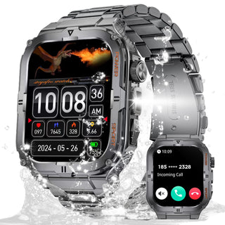 Sakerplus Military Smartwatch for Men with LED Flashlight