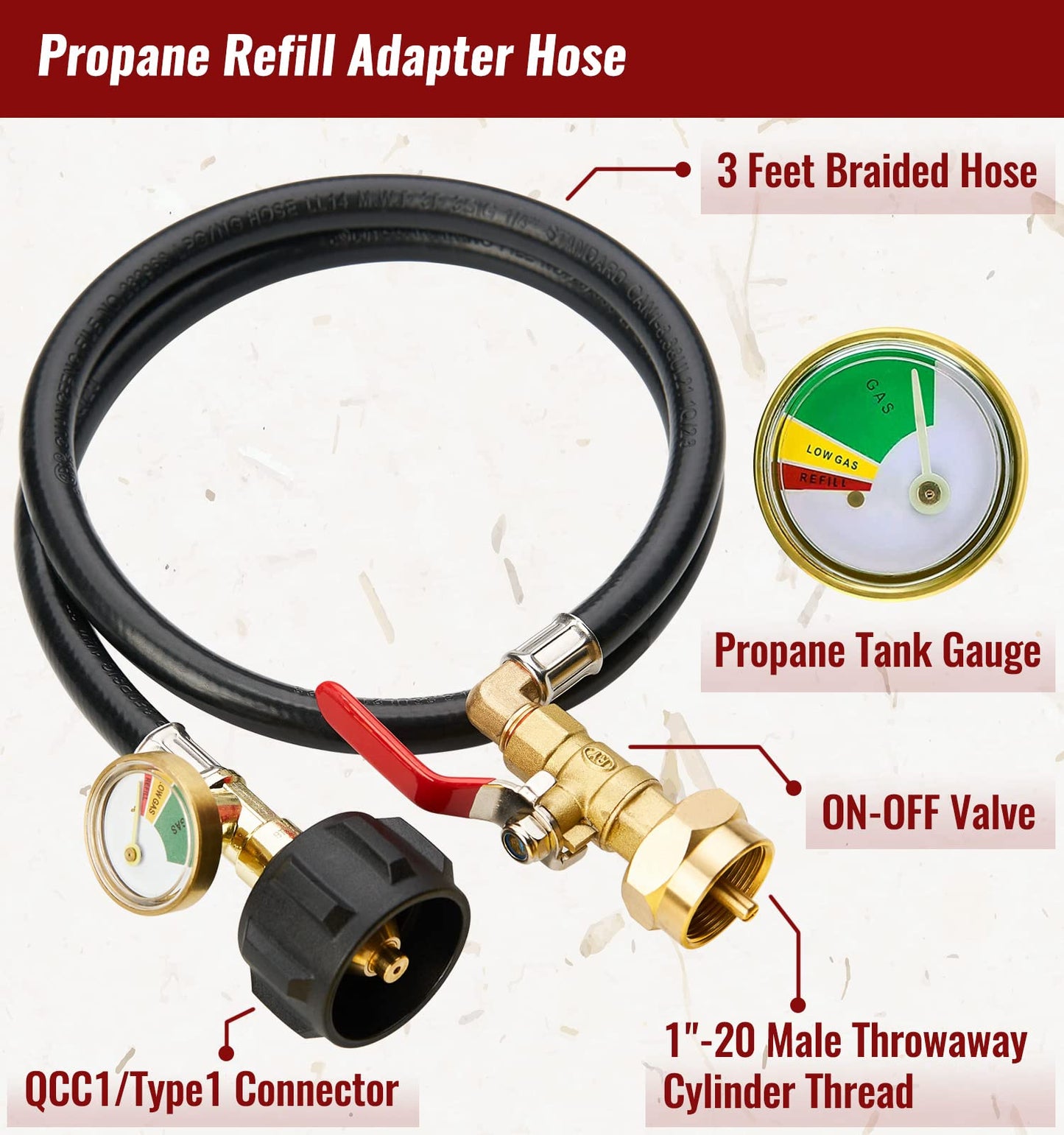 Sakerplus 3 Feet Propane Adapter Hose
