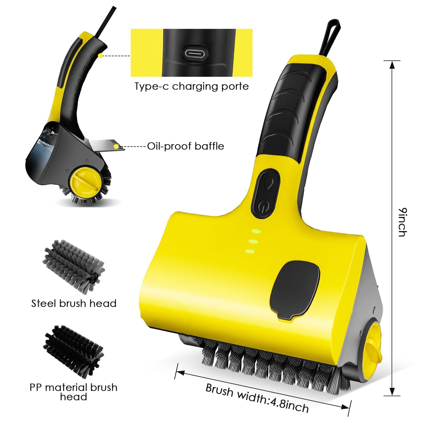Sakerplus Electric Grill Cleaner Cordless & Rechargeable