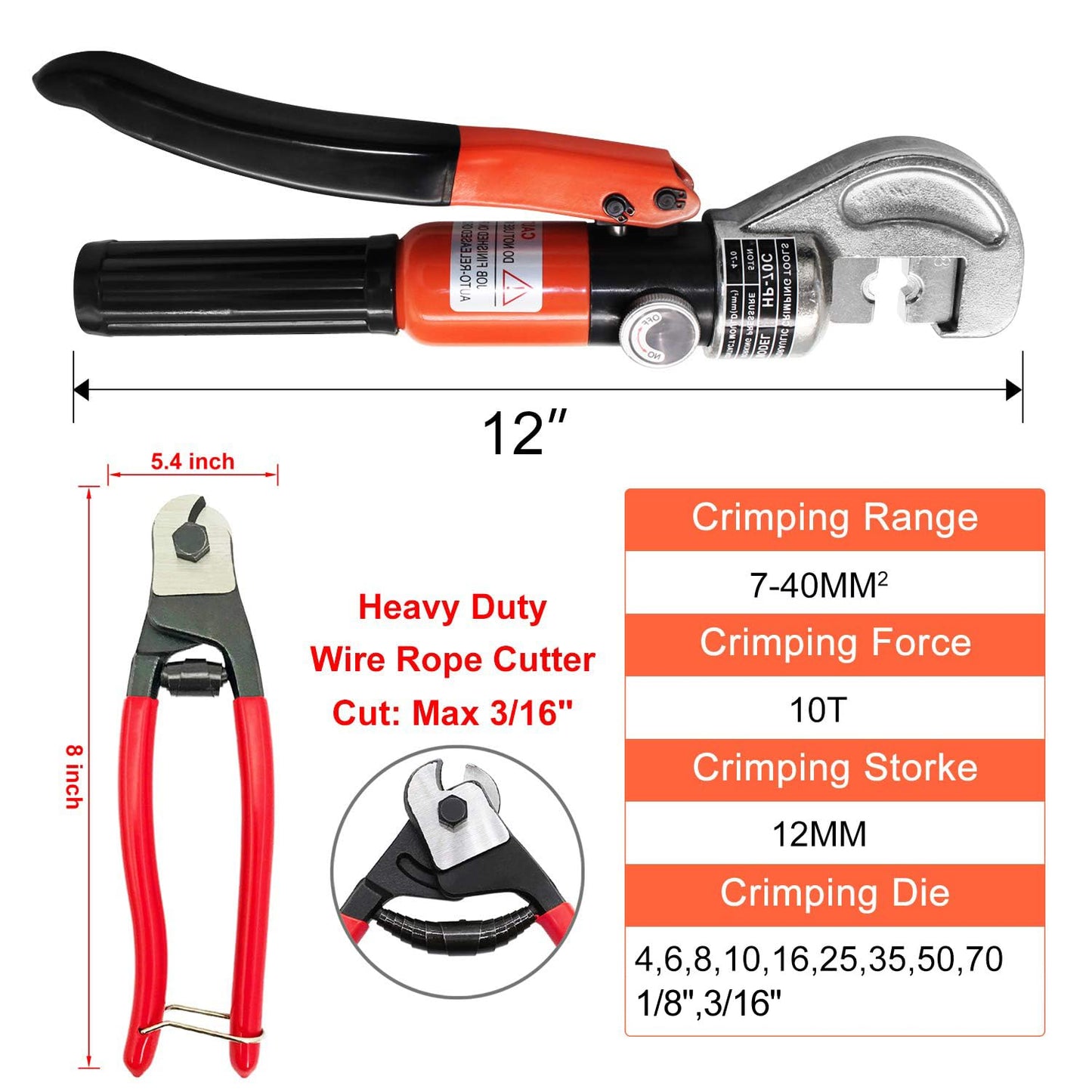 Sakerplus Upgraded Hydraulic Cable Crimper Hand Tool