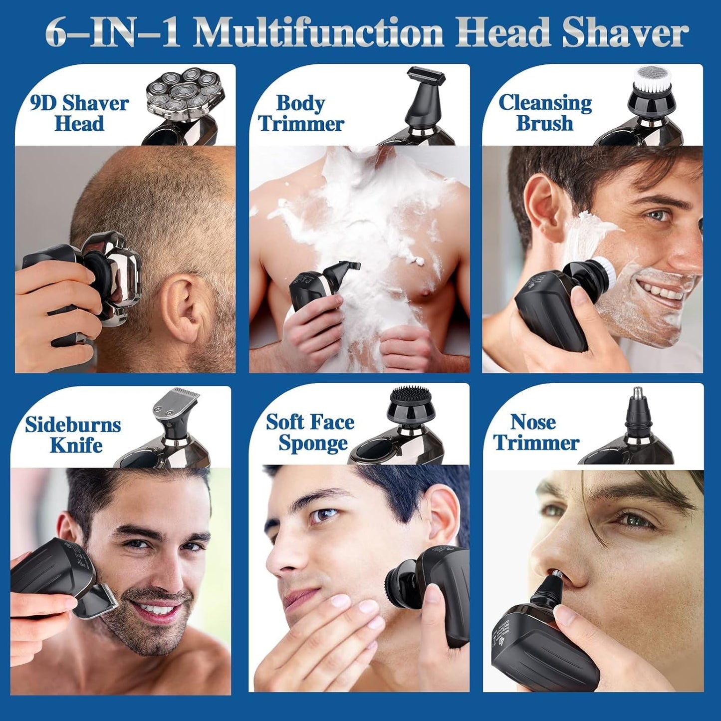 Sakerplus 6-in-1 Bald Head Shaver Kit