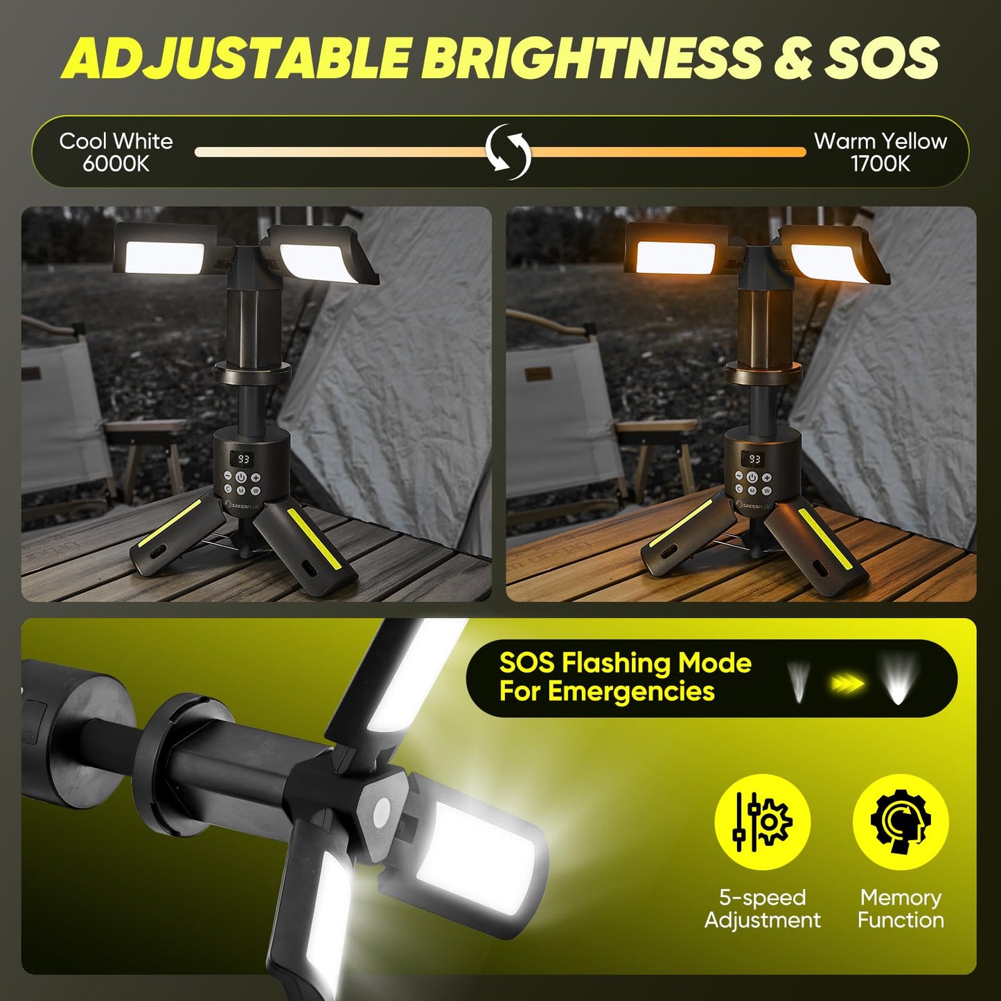 Sakerplus Telescopic Camping Lights with Stand