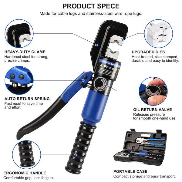 Sakerplus® Hydraulic Battery Cable Lug Crimping Tool
