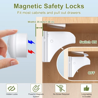 Sakerplus® Magnetic Child Safety Cabinet Locks Set