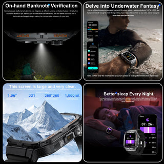 Sakerplus Military Smartwatch for Men with LED Flashlight
