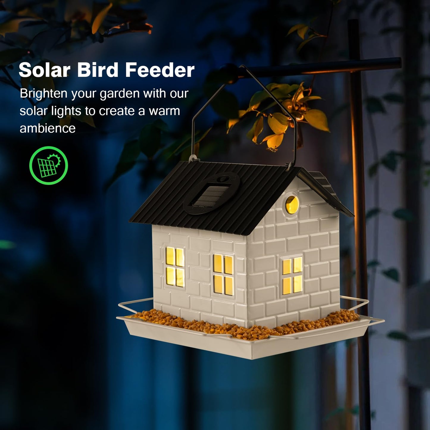 Sakerplus Hanging Solar Bird Feeder