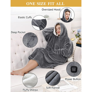 Sakerplus Cordless Oversized Heated Hoodie Blanket
