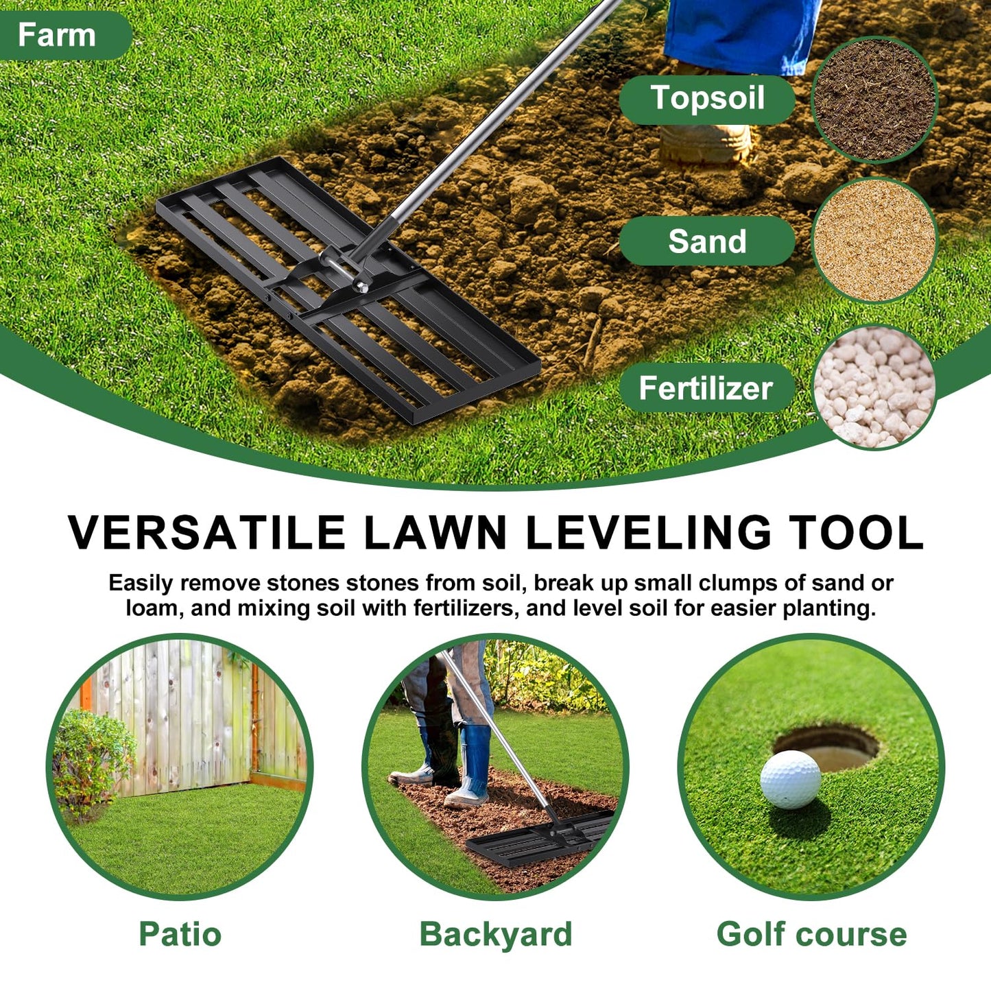 Sakerplus Lawn Leveling Rake