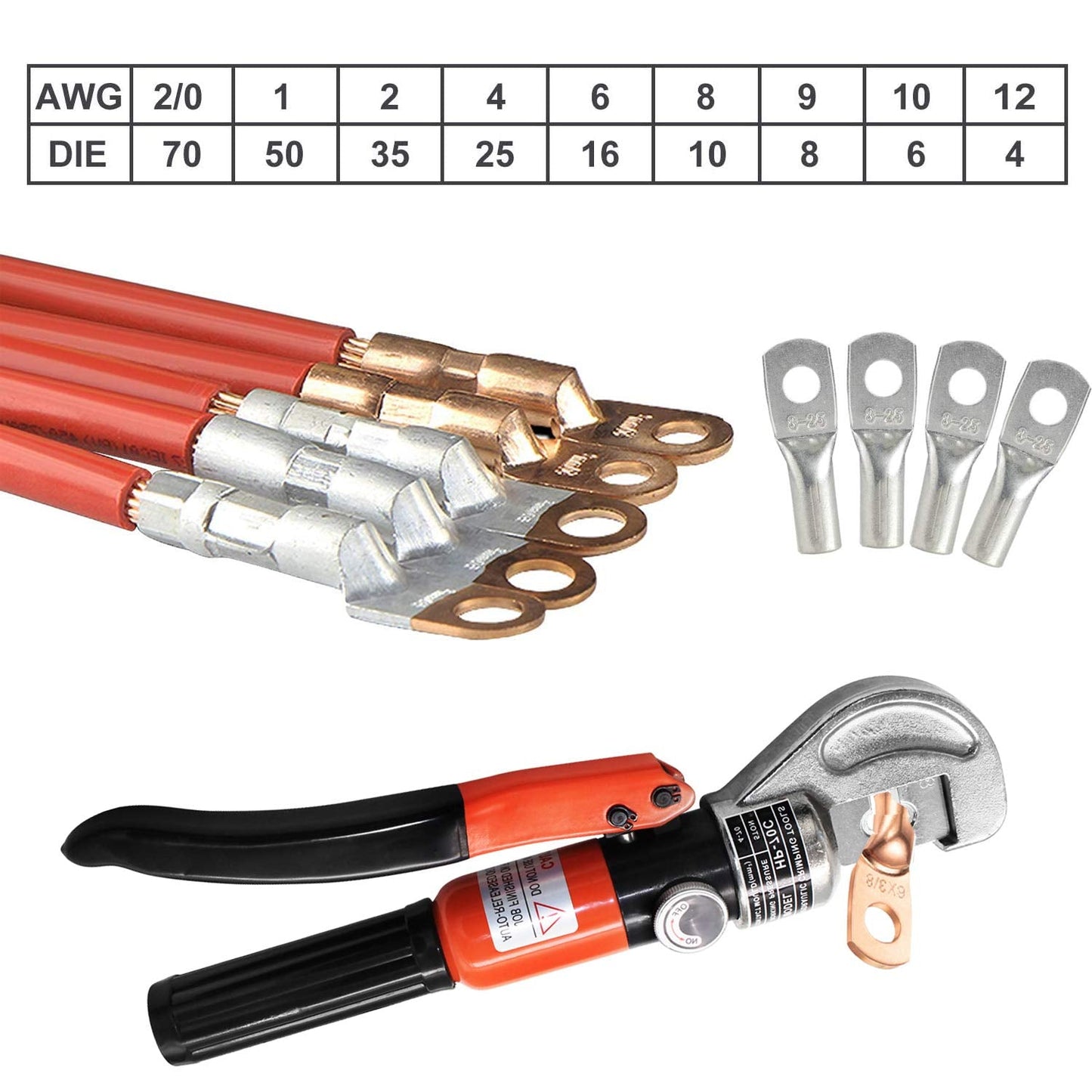 Sakerplus Upgraded Hydraulic Cable Crimper Hand Tool