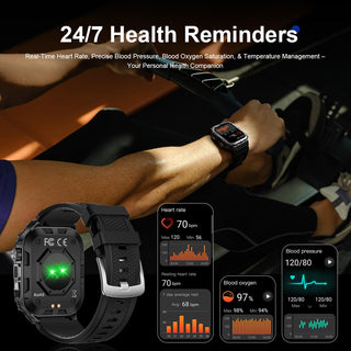 Sakerplus Military Smartwatch for Men with LED Flashlight