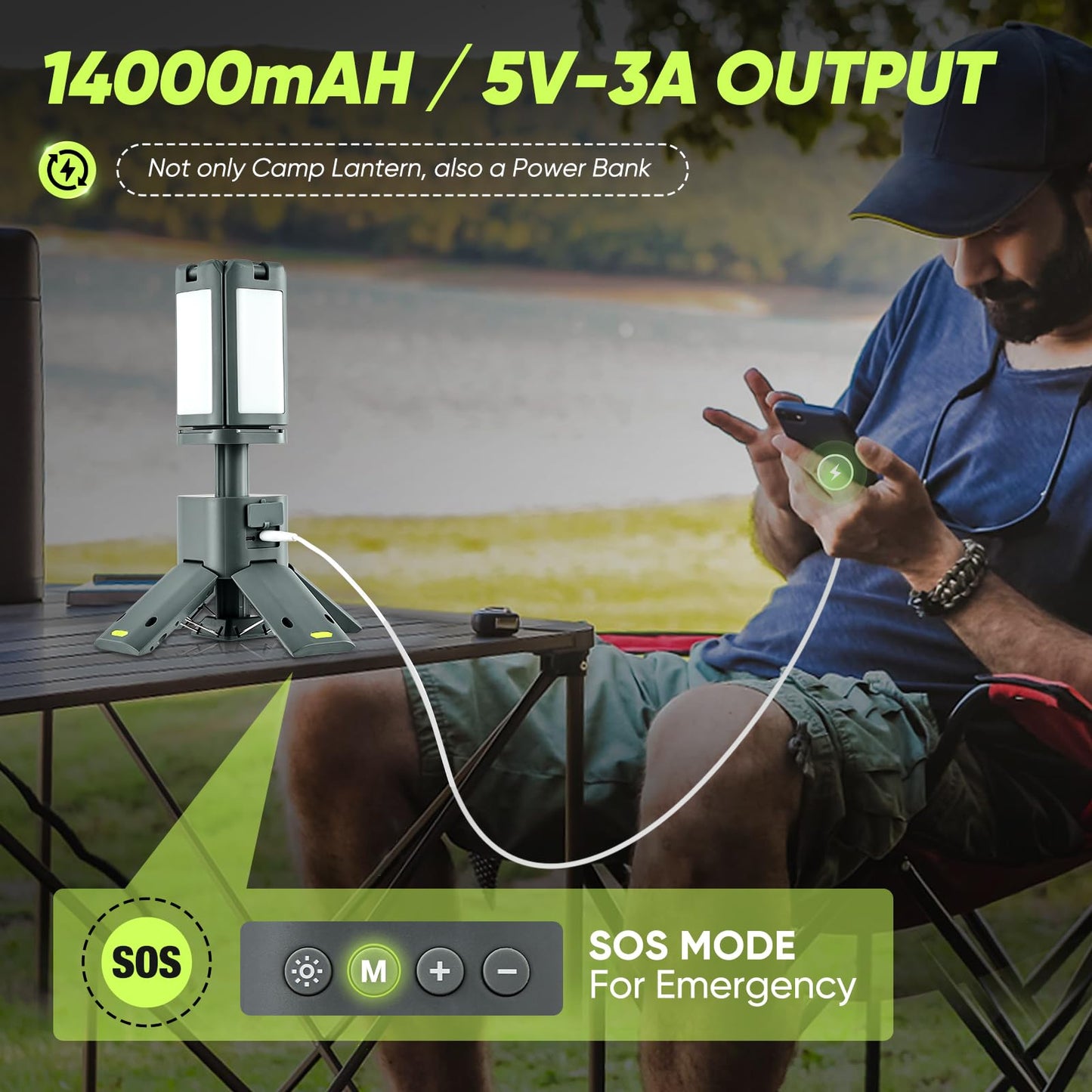 Sakerplus Telescopic Rechargeable Camping Lantern