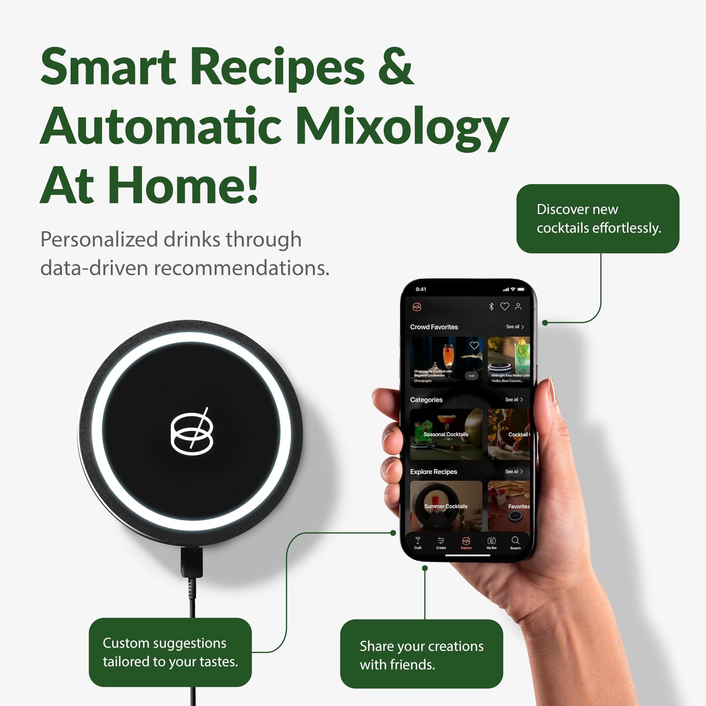 Sakerplus® Smart Coaster Cocktail Mixer Machine