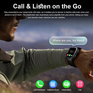 Sakerplus Military Smartwatch for Men with LED Flashlight