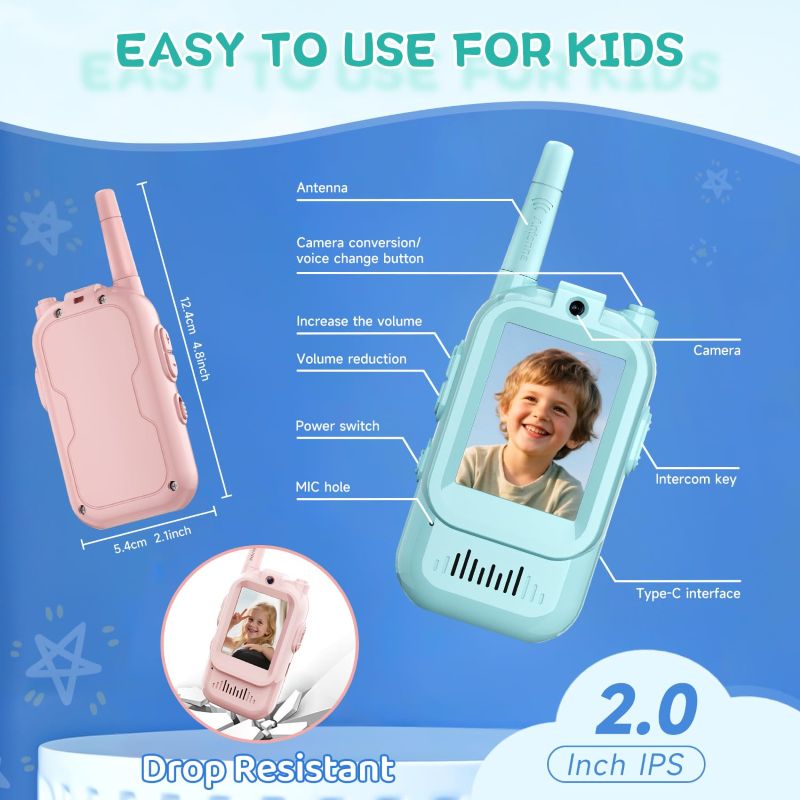 Sakerplus Rechargeable Video Walkie Talkies for Kids