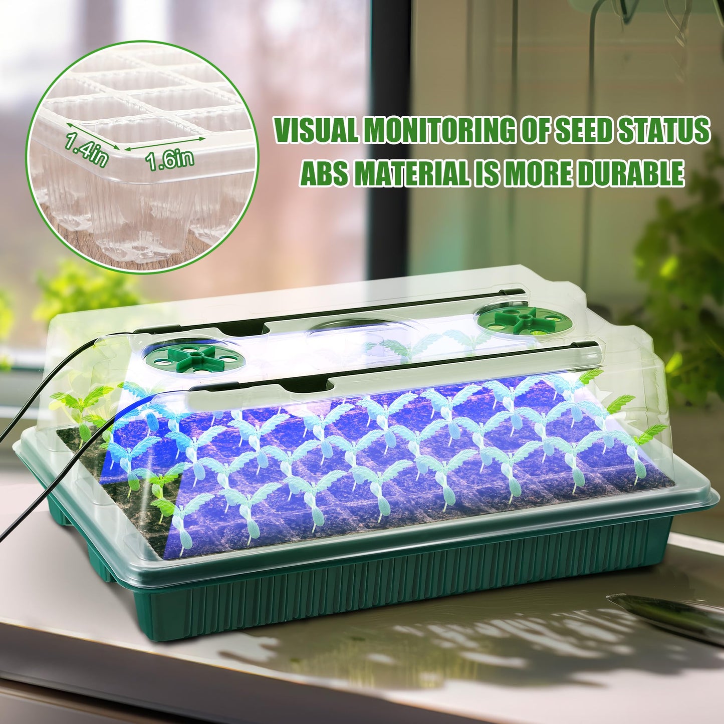 Sakerplus 2 Pack Seed Starter Tray with Grow Light