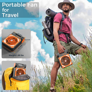 Sakerplus Solar-Powered Camping Fan with LED Lantern