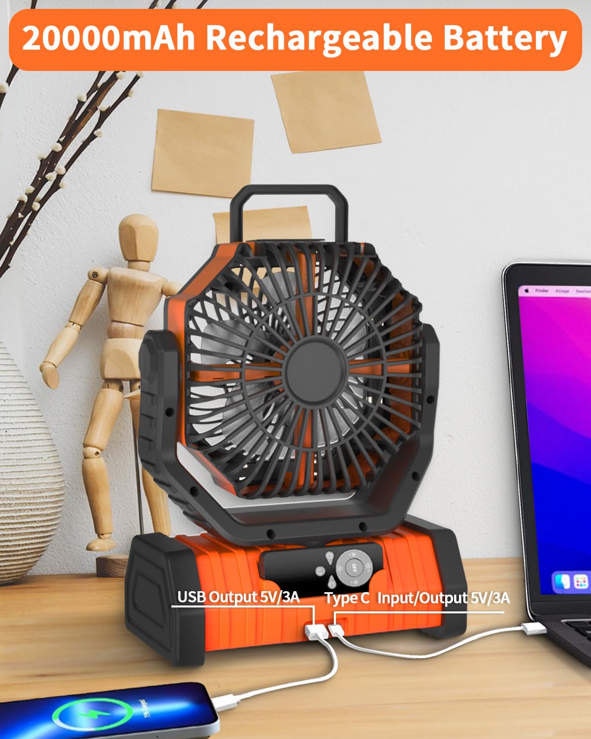 Sakerplus Camping Battery Powered Fan
