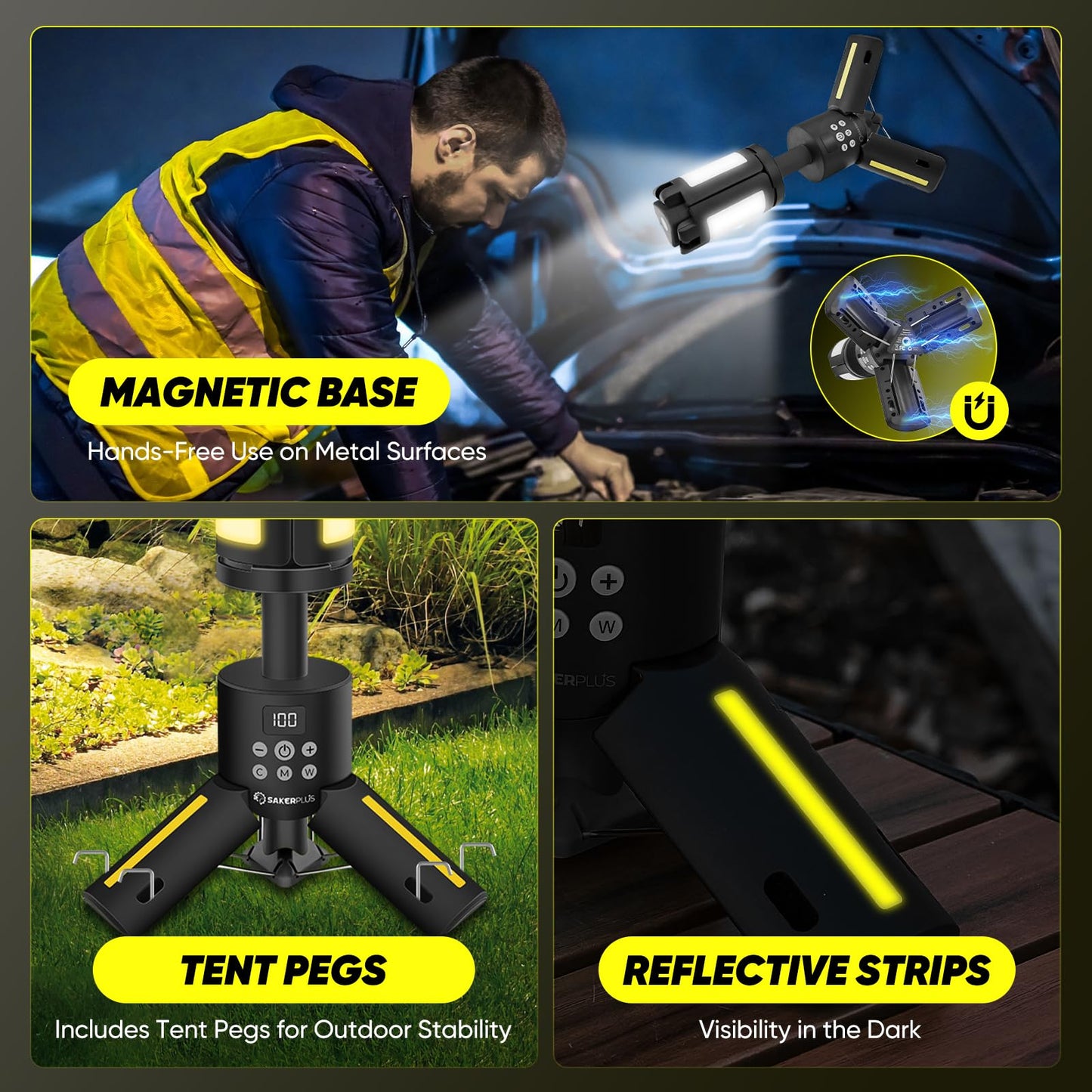 Sakerplus Telescopic Camping Lights with Stand