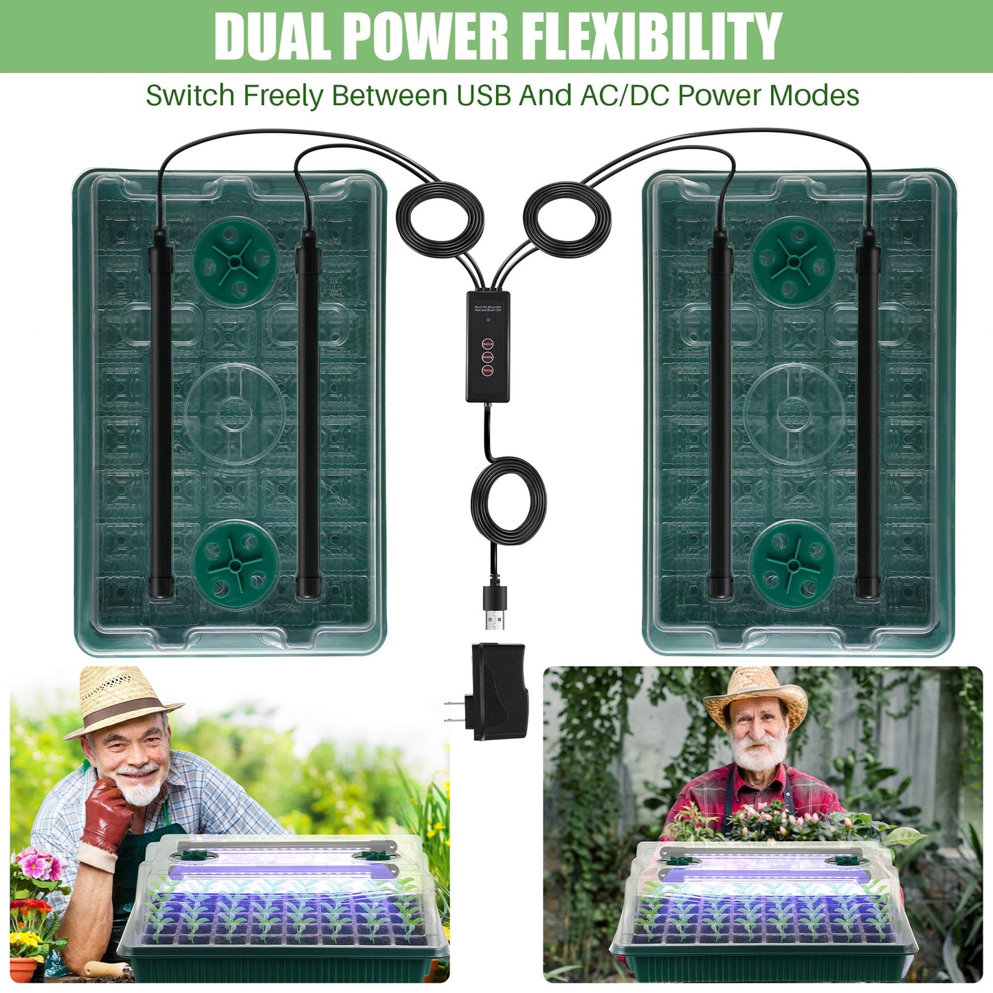 Sakerplus 2 Pack Seed Starter Tray with Grow Light