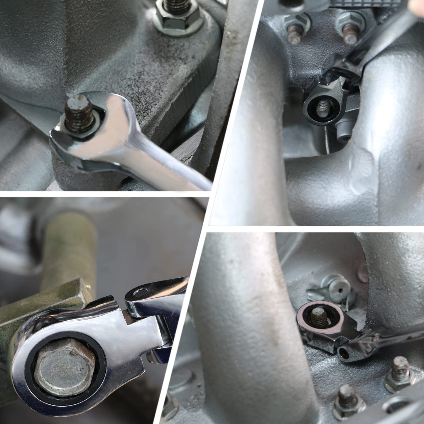 Sakerplus 12pcs SAE Flex-Head Ratcheting Wrench Set