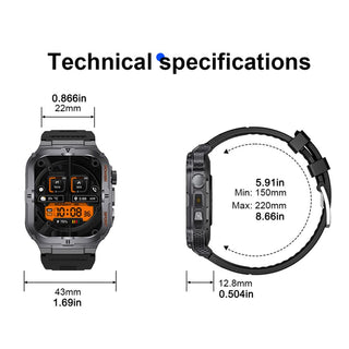 Sakerplus Military Smartwatch for Men with LED Flashlight
