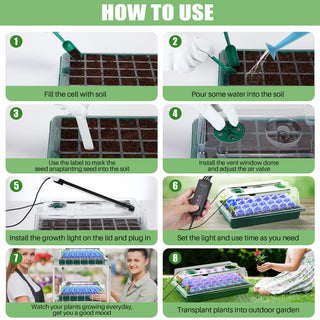 Sakerplus 2 Pack Seed Starter Tray with Grow Light