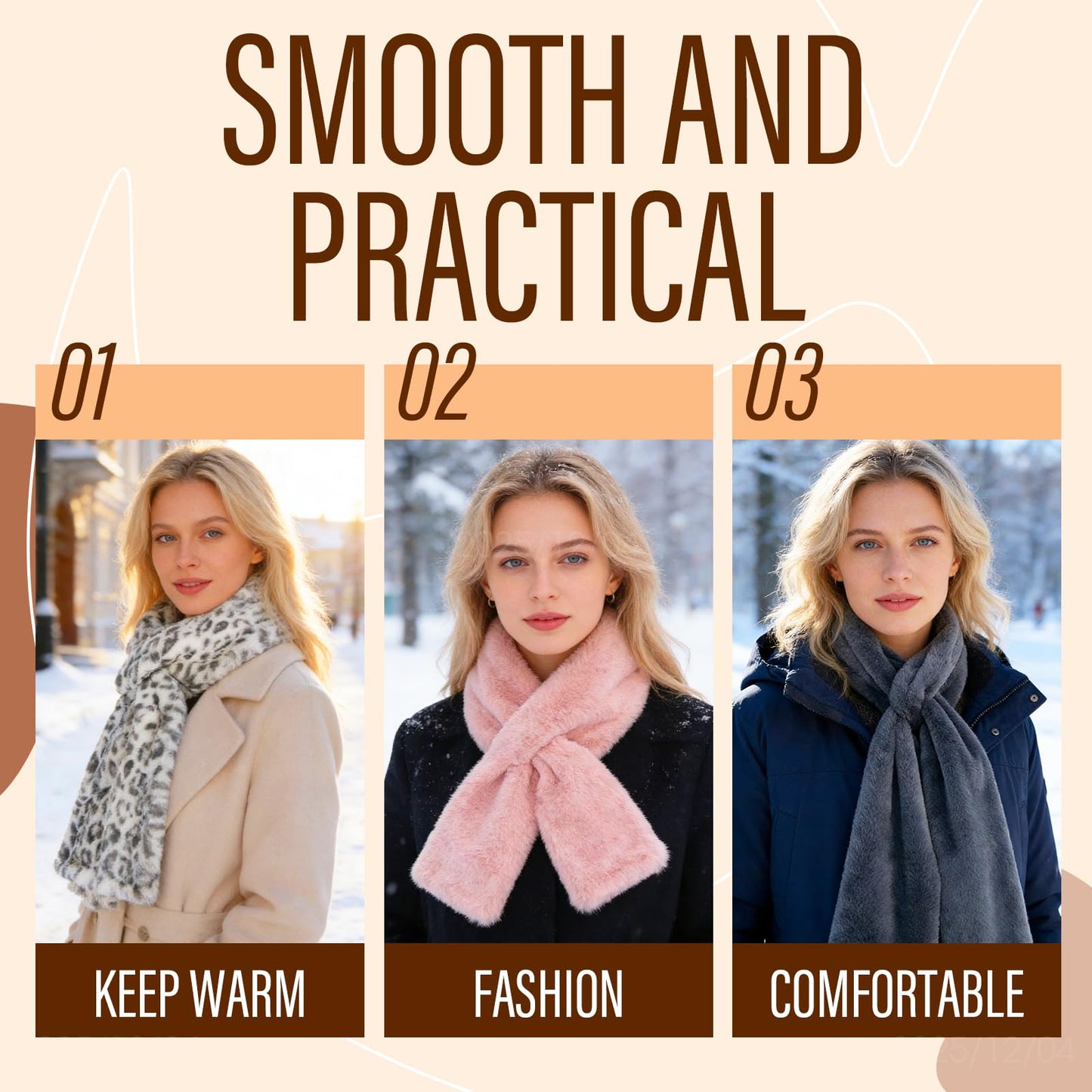 Sakerplus® Faux Fur Scarf With Hidden Pocket