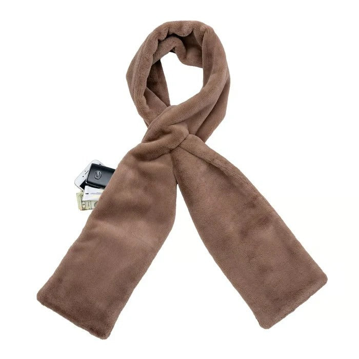 Sakerplus® Faux Fur Scarf With Hidden Pocket