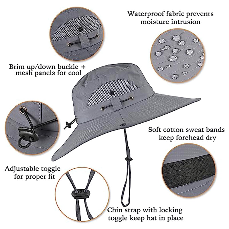 Sakerplus Wide Brim Solar Fan Outdoor Fishing Hat