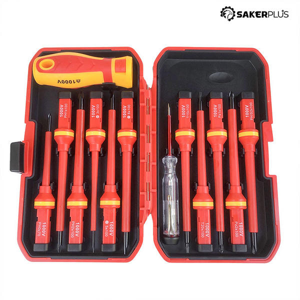 Sakerplus® 13-Piece 1000V Insulated Magnetic Screwdriver Set