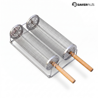 Sakerplus® Rolling Grill Basket Set