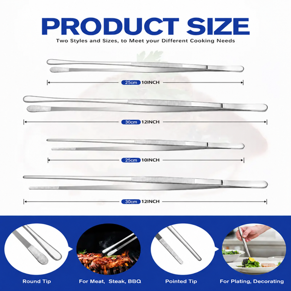Sakerplus® Extra-Long Stainless Steel Tweezer Tongs