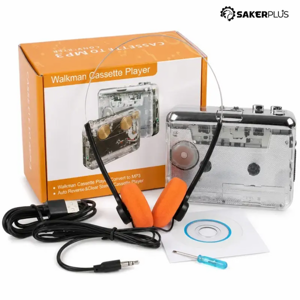 Sakerplus® Transparent Portable Stereo Cassette Player