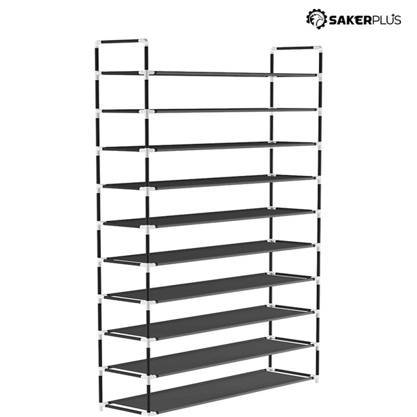 Sakerplus® 10-Tier Black Metal Shoe Storage Rack