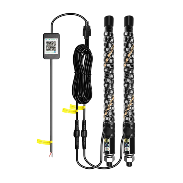 Sakerplus® Spiral RGB LED Whip Lights Set
