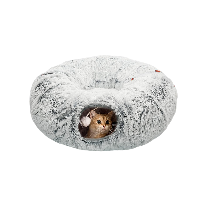 Sakerplus® Cat Tunnel Bed with Plush Cushion