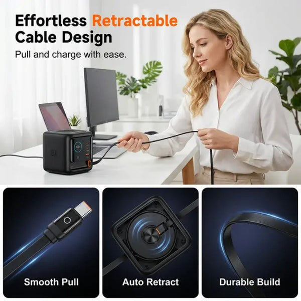 Sakerplus® 100W Retractable Cable Charging Station