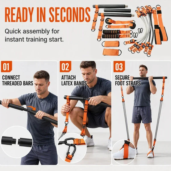Sakerplus® Portable Pilates Resistance Bar Set