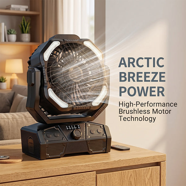 Sakerplus® Rechargeable Portable Camping Fan With LED Light